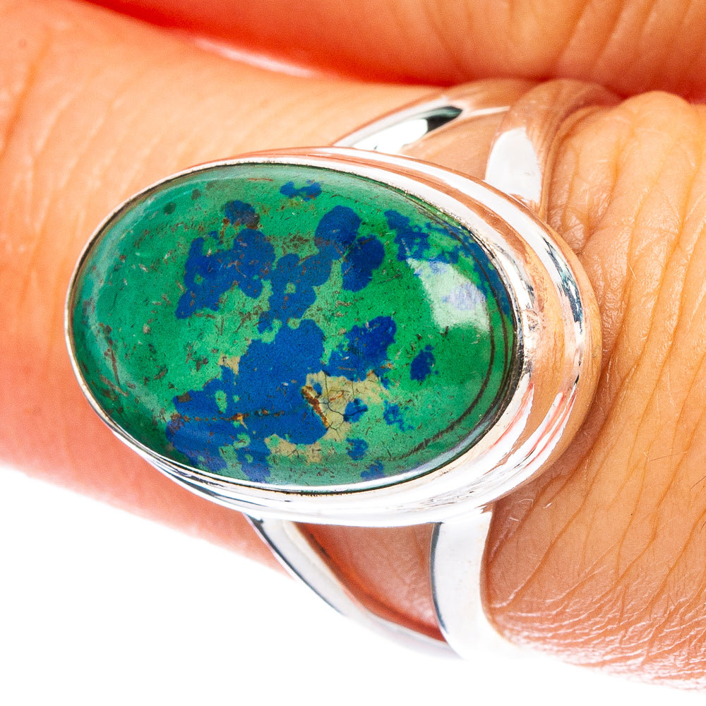 Azurite In Malachite Ring Size 7 (925 Sterling Silver) R6862