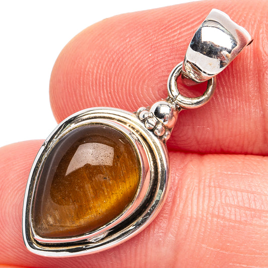 Dainty Tiger Eye Pendant 1 1/4" (925 Sterling Silver) P45240