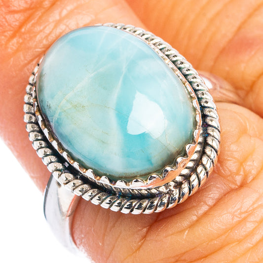 Rare Larimar Ring Size 6.75 (.925 Sterling Silver)