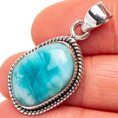 Rare Larimar Pendant 1 3/8" (.925 Sterling Silver)