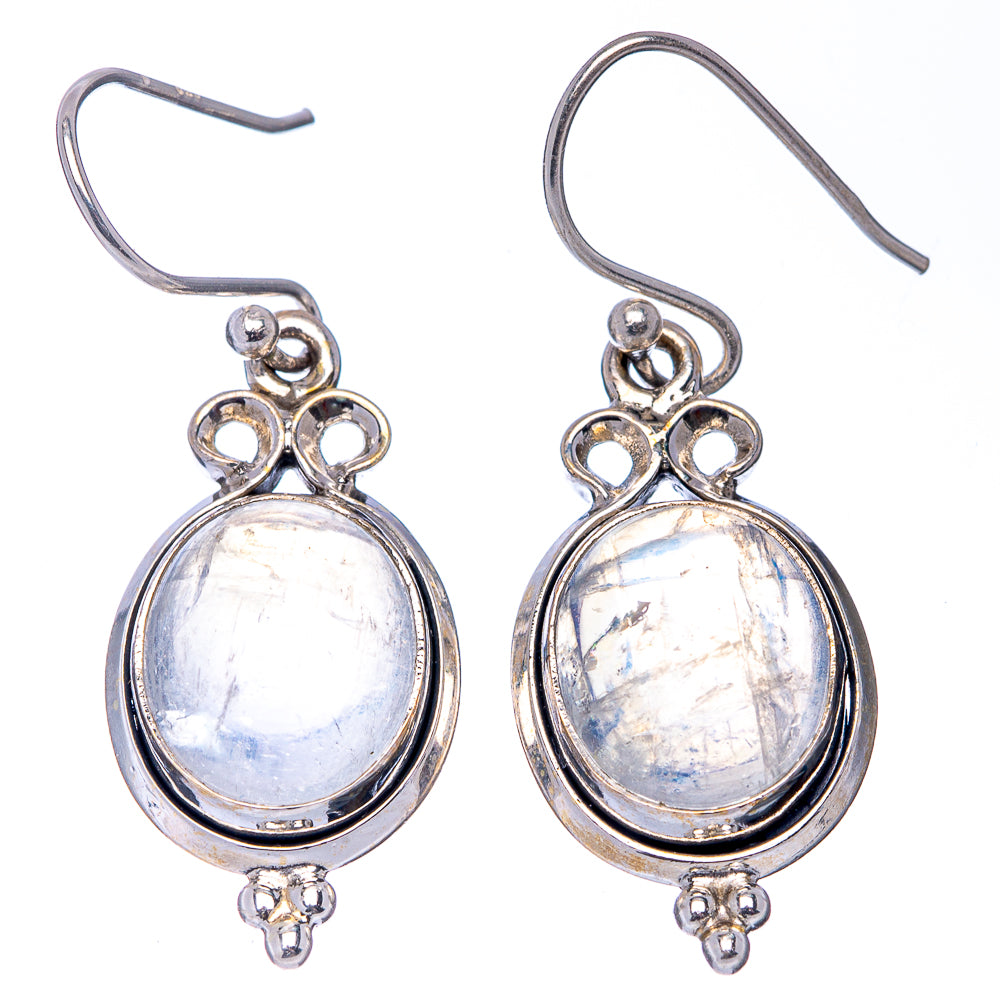 Rainbow Moonstone Earrings 1 3/8" (.925 Sterling Silver)