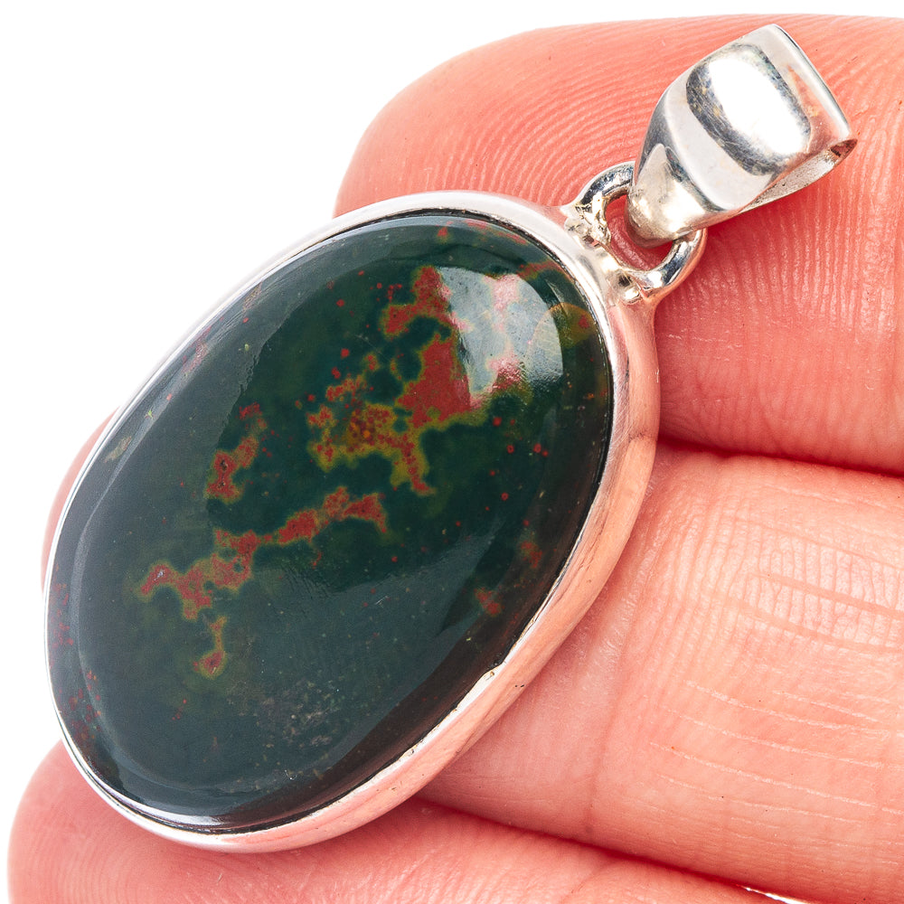 Bloodstone Pendant 1 3/8" (925 Sterling Silver) P44830