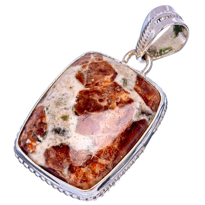 Spessartine Garnet In Limestone Pendant 1 3/8" (.925 Sterling Silver)