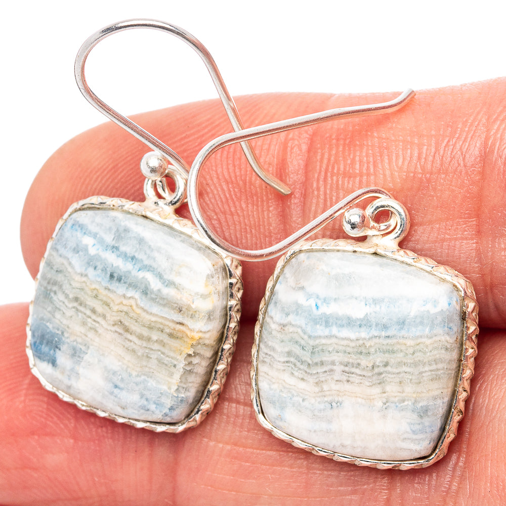 Blue Scheelite Earrings 1 1/4" (.925 Sterling Silver)