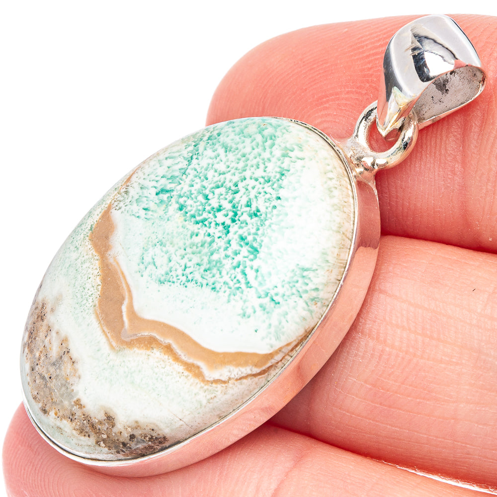 Blue Aragonite Pendant 1 5/8" (925 Sterling Silver) P44595