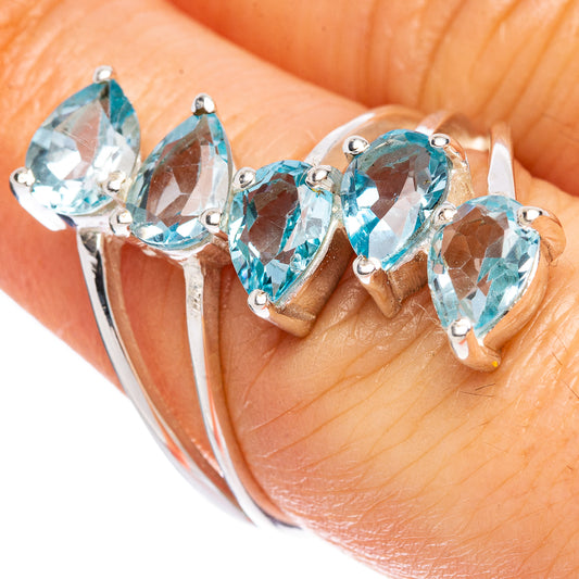 Blue Topaz Ring Size 7.5 (925 Sterling Silver) R2397