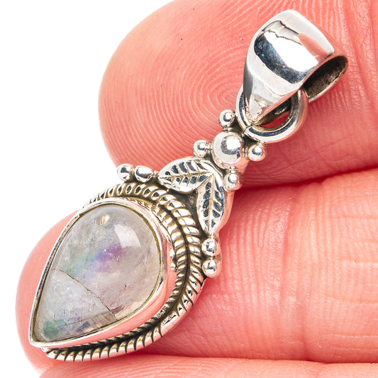 Rainbow Moonstone Pendant 1 1/4" (925 Sterling Silver) P45439