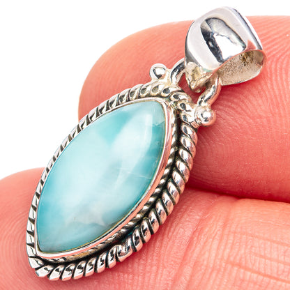 Rare Larimar Pendant 1 1/8" (.925 Sterling Silver)