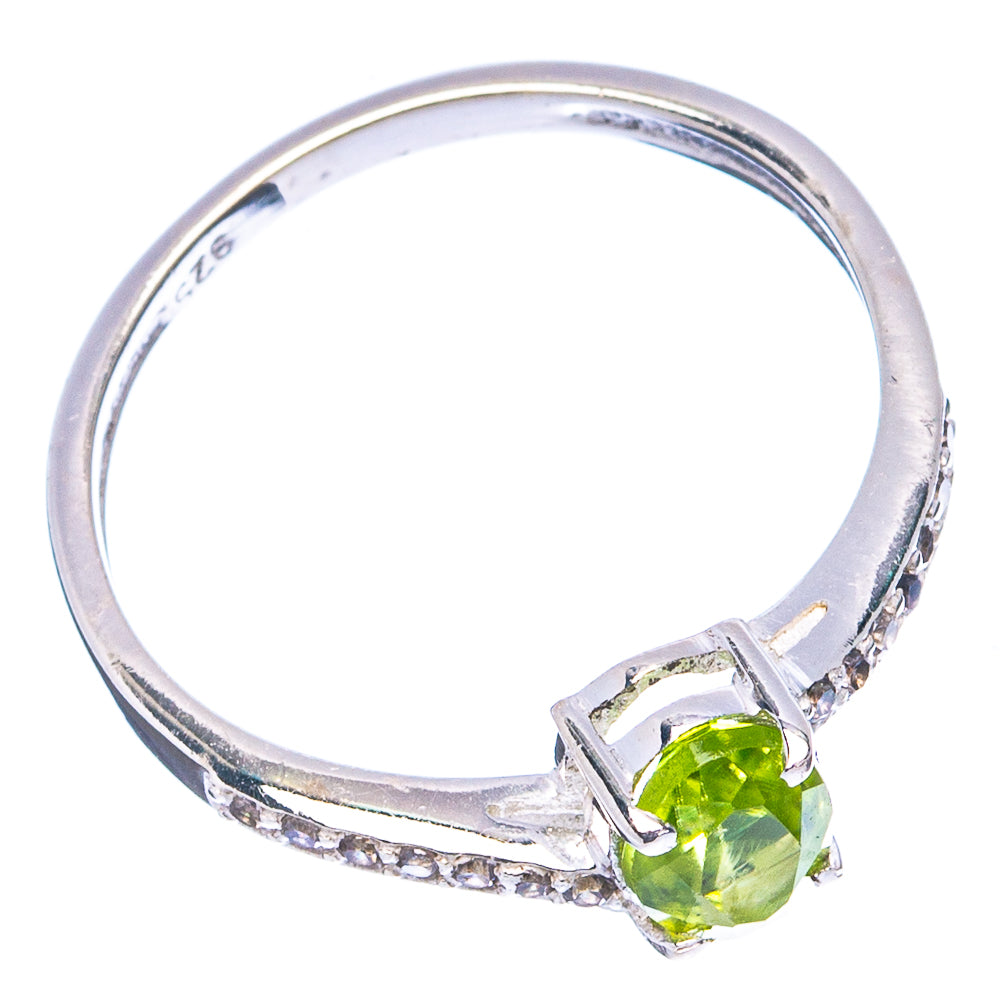 Peridot & Cubic Zirconia Gemstone Silver offers Ring .925 Silver Size 7