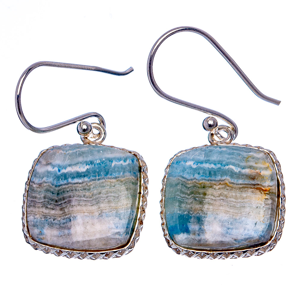 Blue Scheelite Earrings 1 1/4" (.925 Sterling Silver)