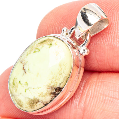 Lemon Chrysoprase Pendant 1 1/8" (.925 Sterling Silver)