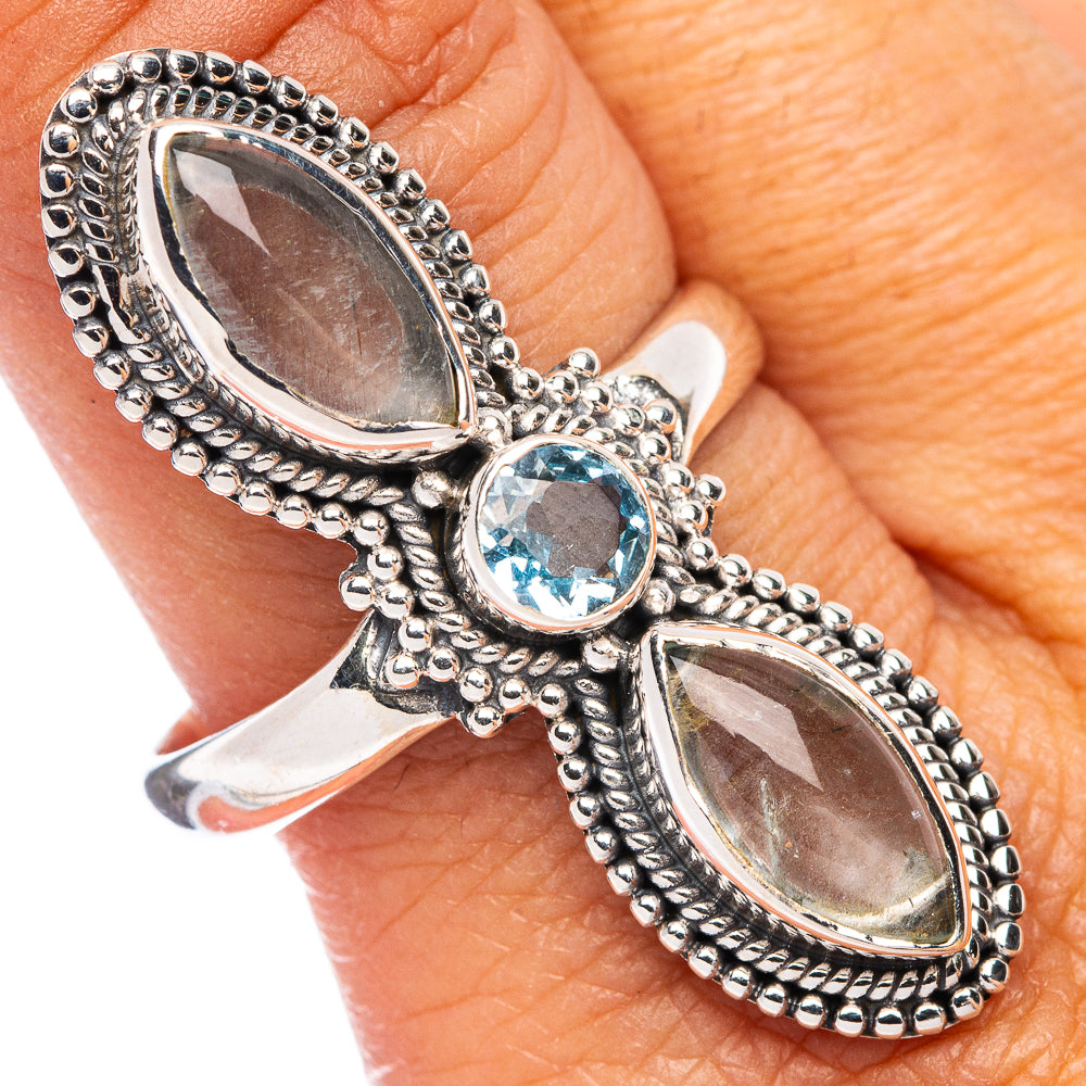 Large Aquamarine, Blue Topaz Ring Size 10.75 (925 Sterling Silver) R7451