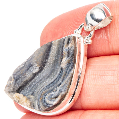 Desert Rose Druzy Pendant 1 1/2" (.925 Sterling Silver)