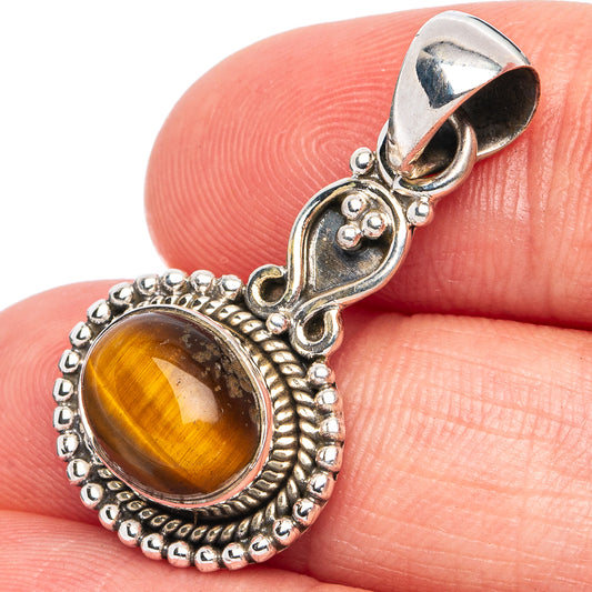 Dainty Tiger Eye Pendant 1 1/4" (925 Sterling Silver) P45313