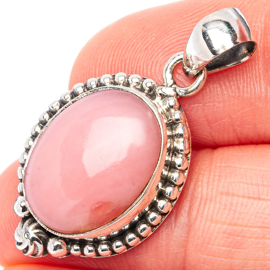 Pink Opal Pendant 1 1/4" (.925 Sterling Silver)