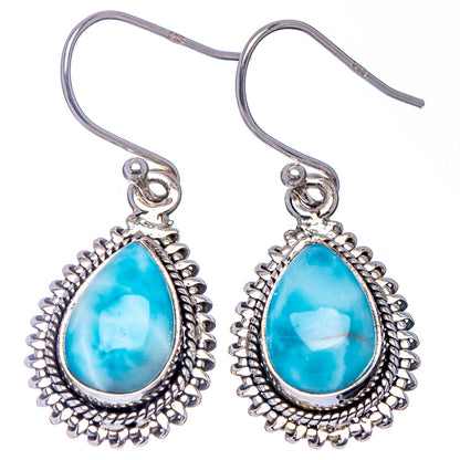 Rare Larimar Earrings 1 3/8" (.925 Sterling Silver)