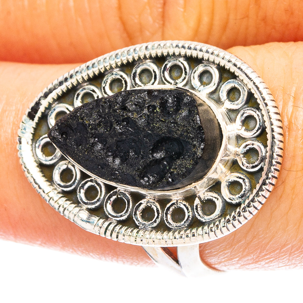 Tektite 925 Sterling Silver Ring Size 7.75 (925 Sterling Silver) R6317