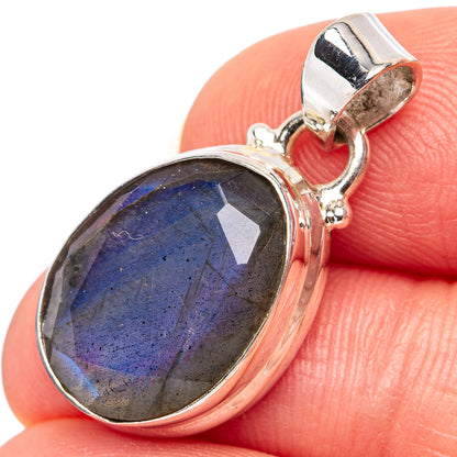 Faceted Labradorite Pendant 1 1/8" (.925 Sterling Silver)