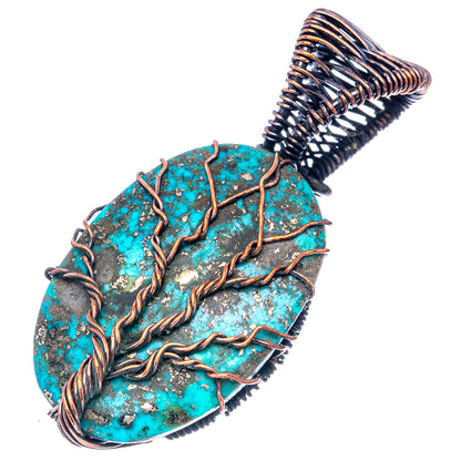 Turquoise Tree of Life Pendant 1 7/8" (Oxidized Copper)