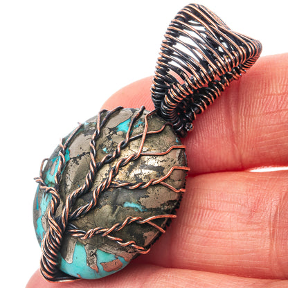 Turquoise Tree of Life 1 3/4" (Oxidized Copper)