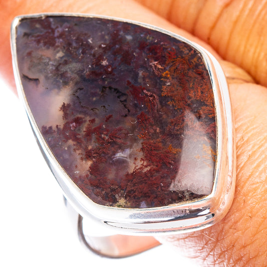 Large Indonesian Plume Agate Ring Size 13.5 (925 Sterling Silver) R7029