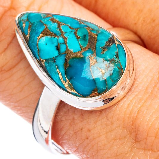 Blue Copper Turquoise Ring Size 9.75 (.925 Sterling Silver)