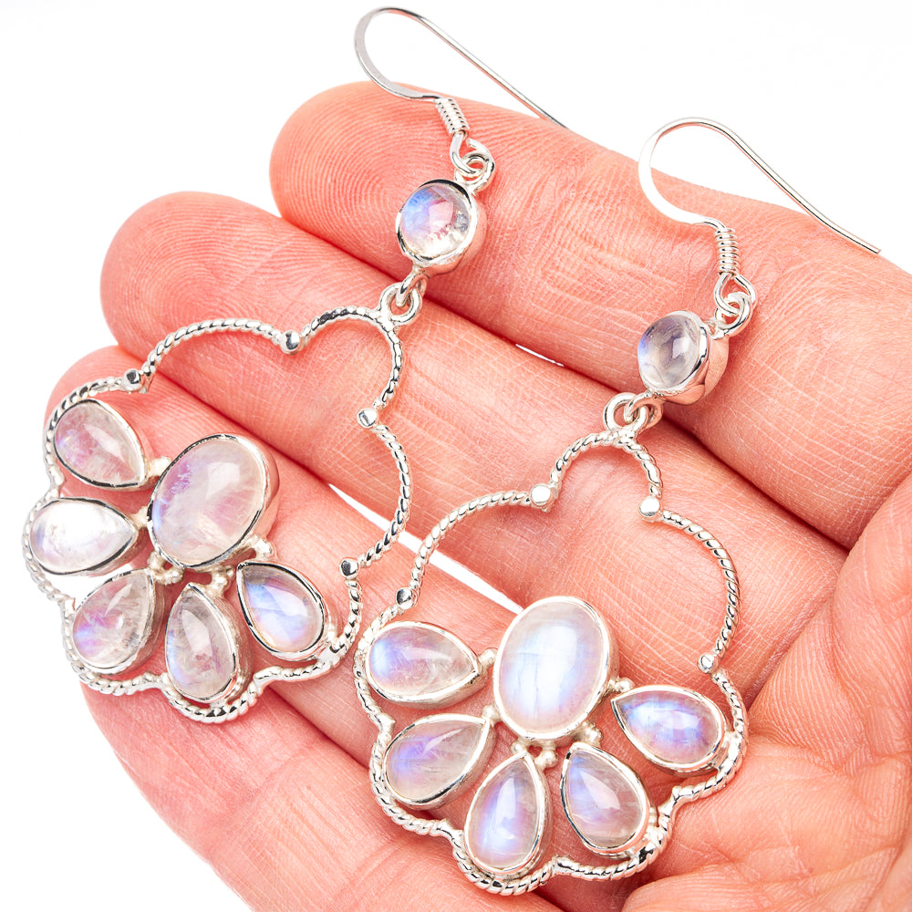 Signature Rainbow Moonstone Earrings 2 1/2" (925 Sterling Silver) E2723