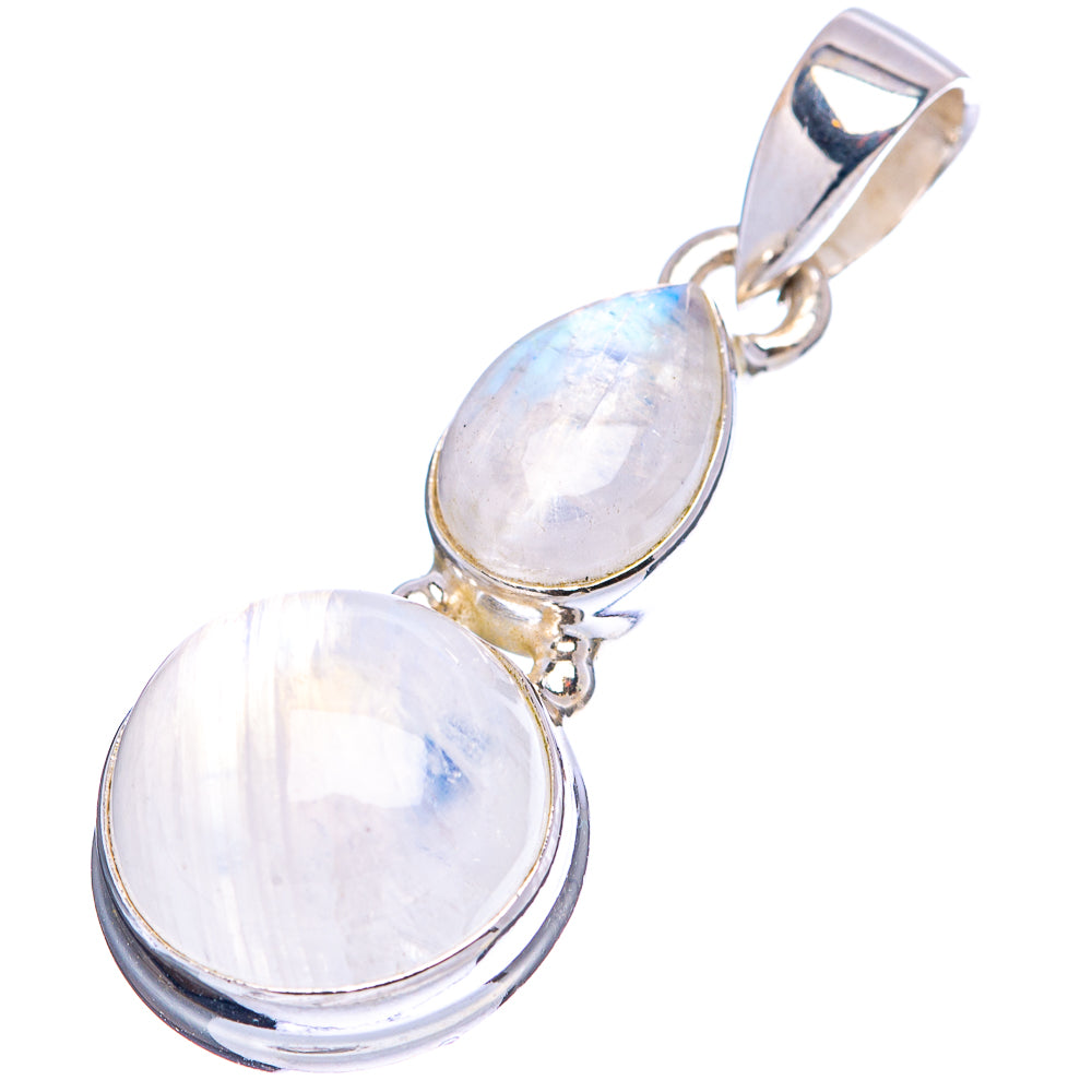 Rainbow Moonstone Pendant 1 3/8" (.925 Sterling Silver)