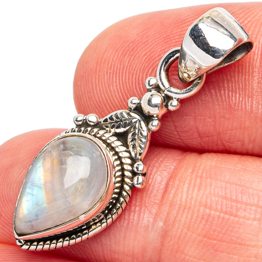 Rainbow Moonstone Pendant 1 1/4" (925 Sterling Silver) P45495