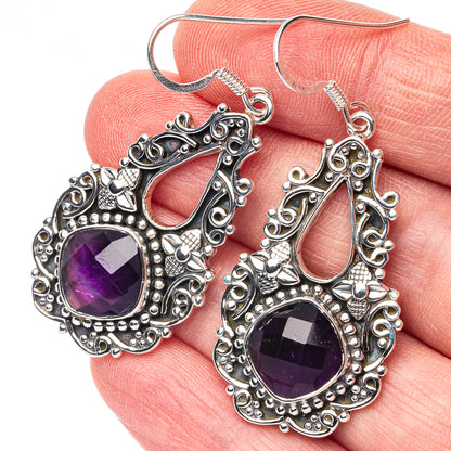 Signature Amethyst Earrings 2 1/8" (925 Sterling Silver) E2722