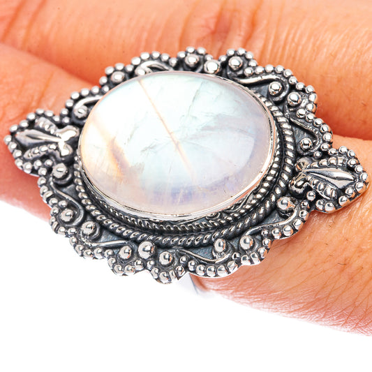 Signature Rainbow Moonstone Ring Size 7.25 (925 Sterling Silver) R2573