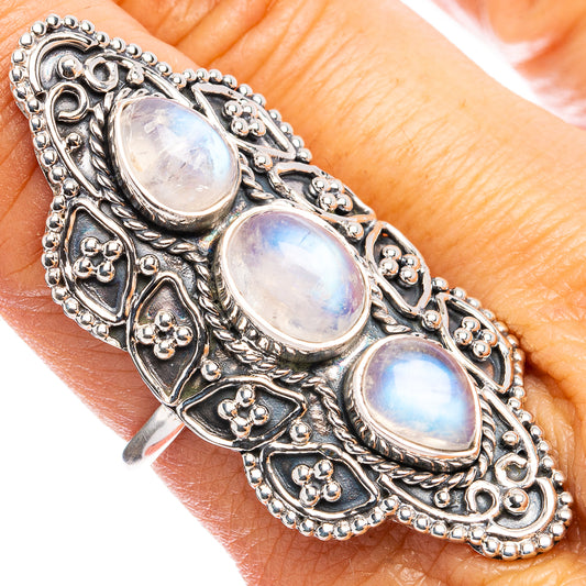 Signature Rainbow Moonstone Ring Size 7.75 (.925 Sterling Silver)