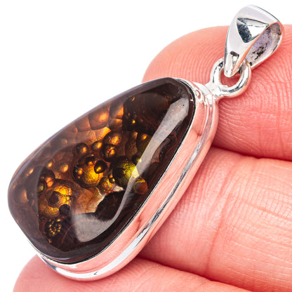 Rare Mexican Fire Agate Pendant 1 1/2" (925 Sterling Silver) P41124