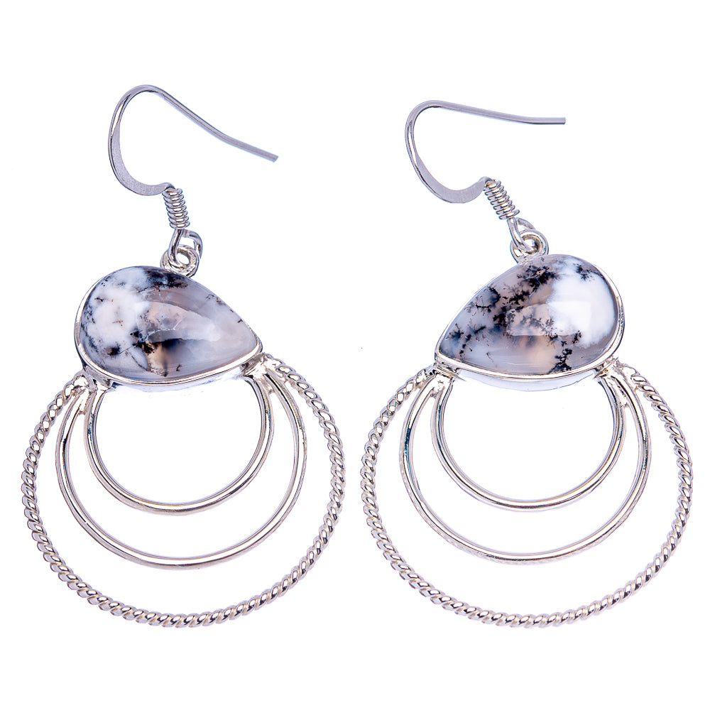 Premium Dendritic Agate Earrings 1 7/8" (.925 Sterling Silver)