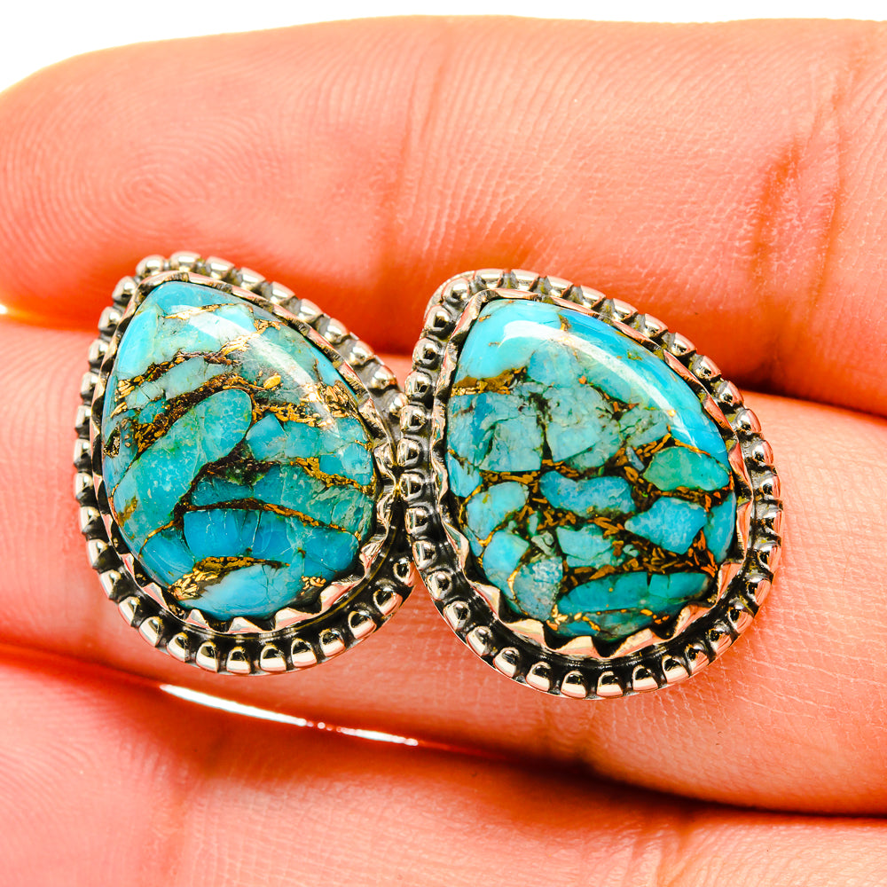 Blue Copper Composite Turquoise Earrings 3/4