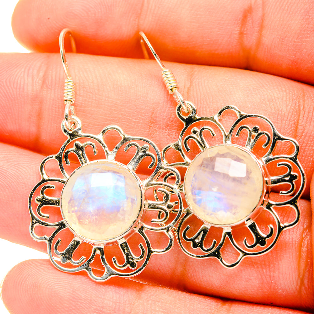 Rainbow Moonstone Earrings handcrafted by Ana Silver Co - EARR419271