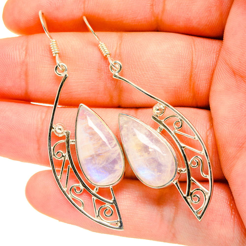 Rainbow Moonstone Earrings handcrafted by Ana Silver Co - EARR419274