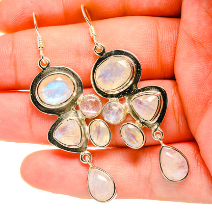 Rainbow Moonstone Earrings handcrafted by Ana Silver Co - EARR419276