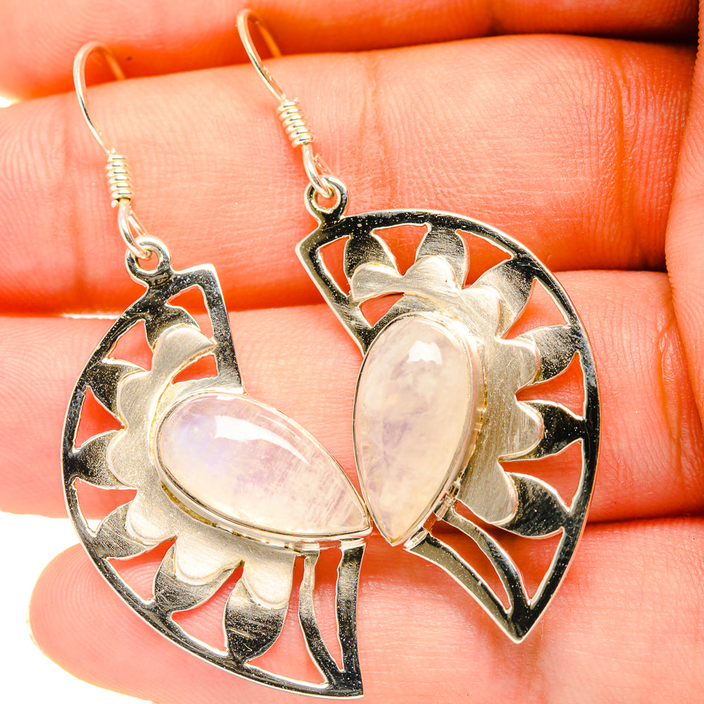 Rainbow Moonstone Earrings handcrafted by Ana Silver Co - EARR419282