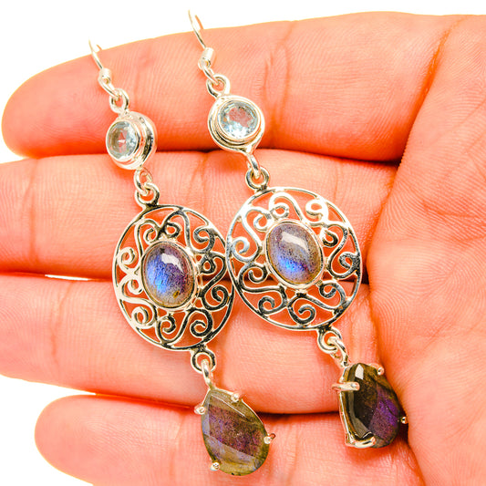 Labradorite, Blue Topaz Earrings handcrafted by Ana Silver Co - EARR419288