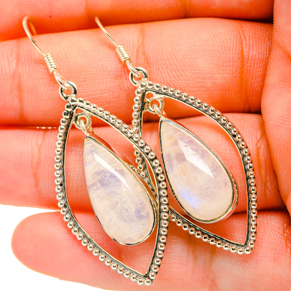 Rainbow Moonstone Earrings handcrafted by Ana Silver Co - EARR419293