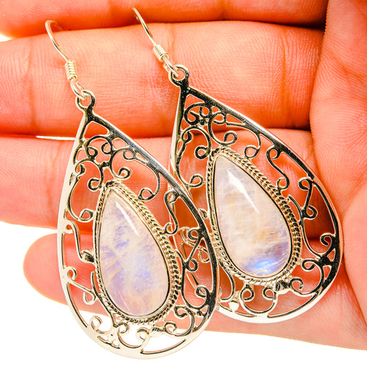 Rainbow Moonstone Earrings handcrafted by Ana Silver Co - EARR419304