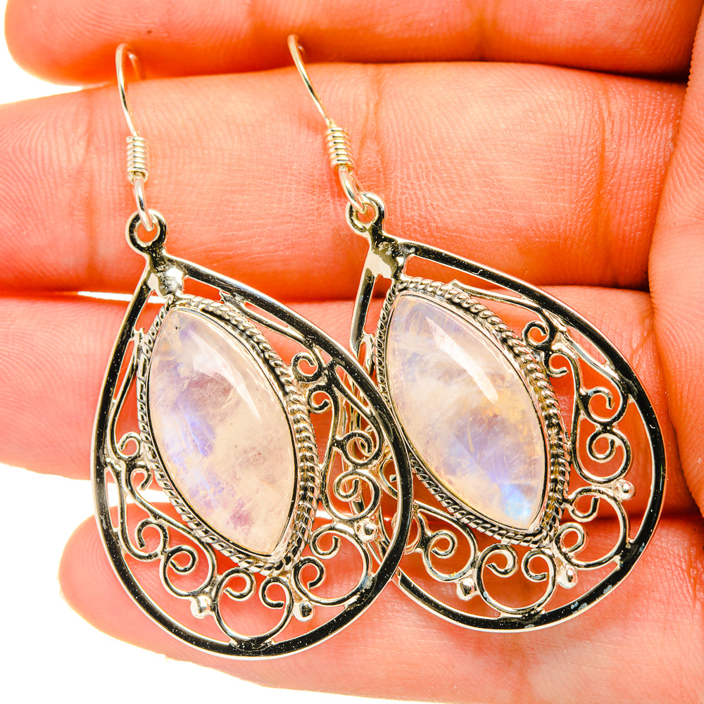 Rainbow Moonstone Earrings handcrafted by Ana Silver Co - EARR419306