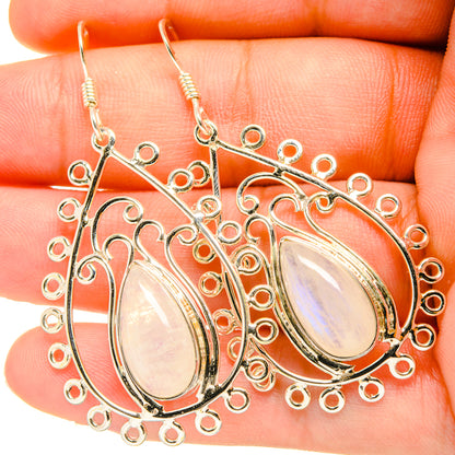 Rainbow Moonstone Earrings handcrafted by Ana Silver Co - EARR419309