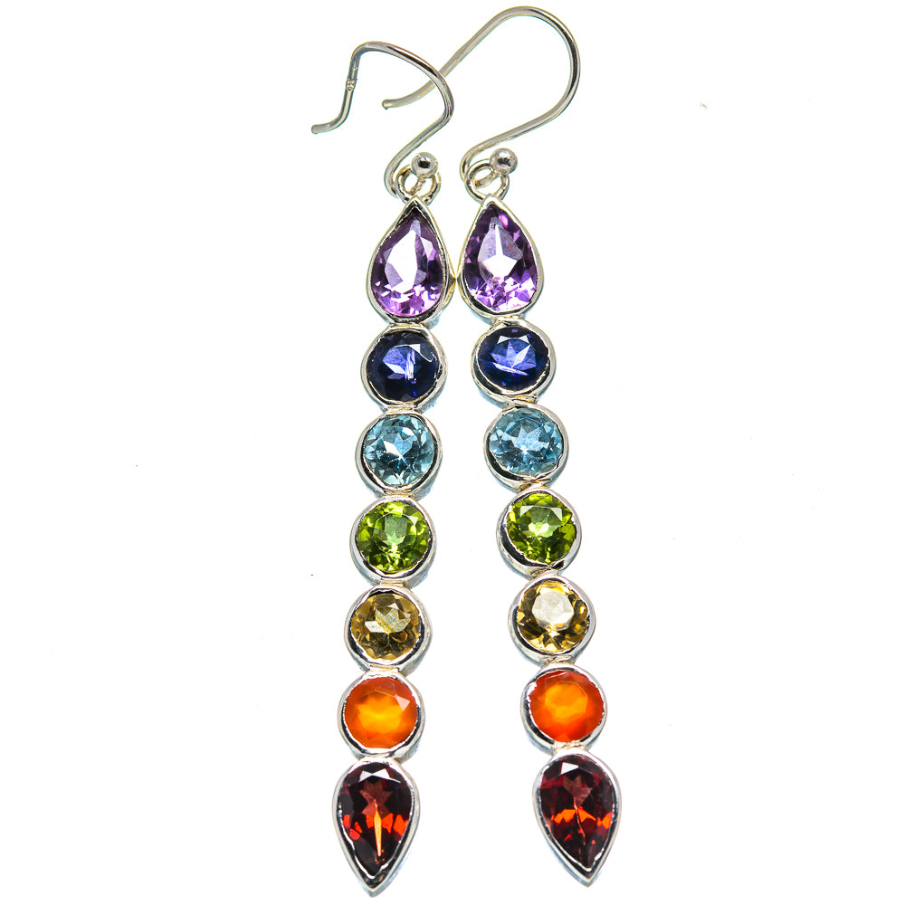 Multi-Stone Chakra Earrings handcrafted by Ana Silver Co - EARR414771