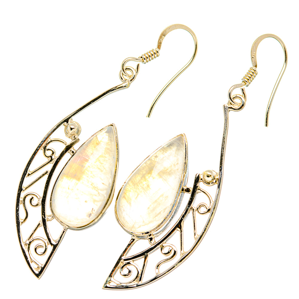 Rainbow Moonstone Earrings handcrafted by Ana Silver Co - EARR419274