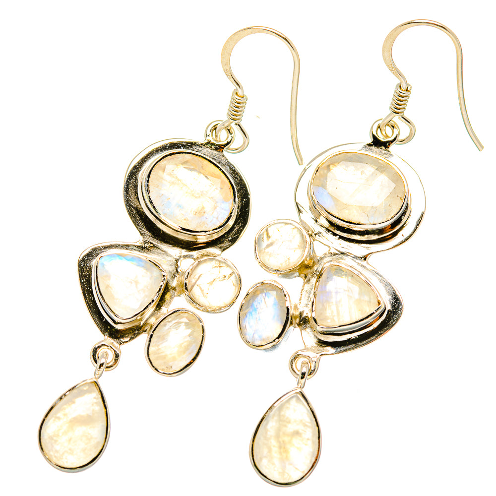 Rainbow Moonstone Earrings handcrafted by Ana Silver Co - EARR419276