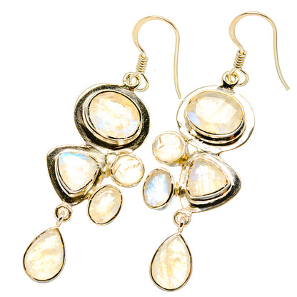 Rainbow Moonstone Earrings handcrafted by Ana Silver Co - EARR419276