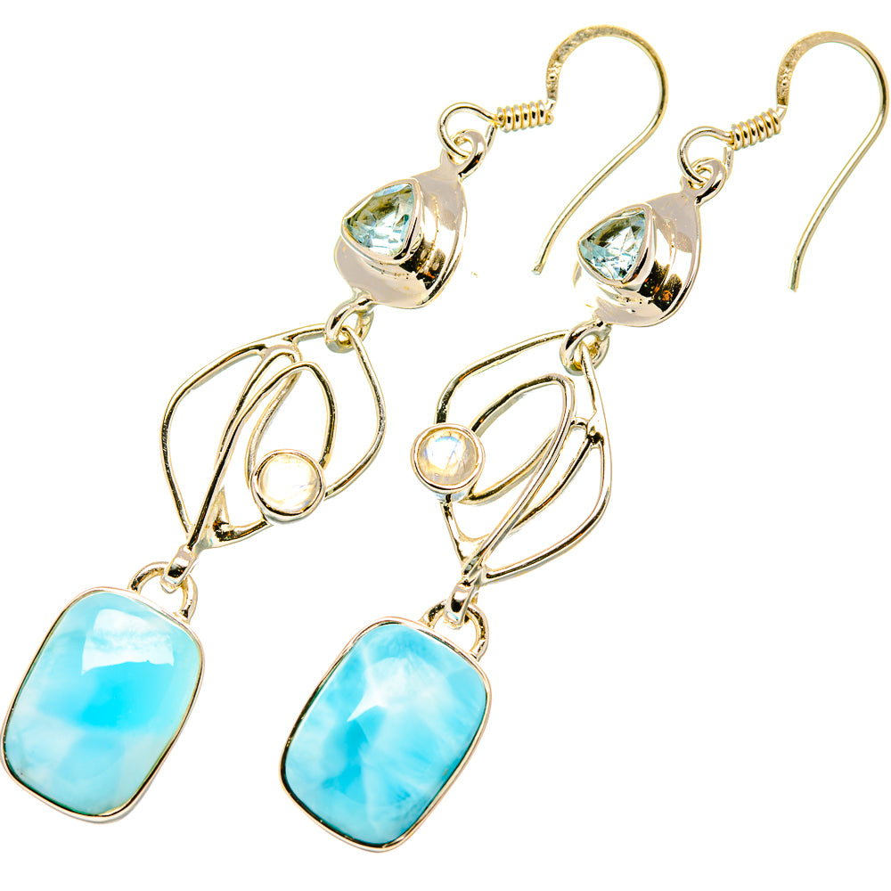 Larimar, Blue Topaz Earrings handcrafted by Ana Silver Co - EARR419285