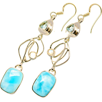 Larimar, Blue Topaz Earrings handcrafted by Ana Silver Co - EARR419285